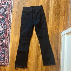 MOTHER The Insider Crop Step Fray Black Jeans Size 24 Not Guilty